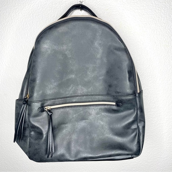 NWOT Ulta Faux Leather Charcoal Black Weekender Backpack Purse Bag - Picture 1 of 5